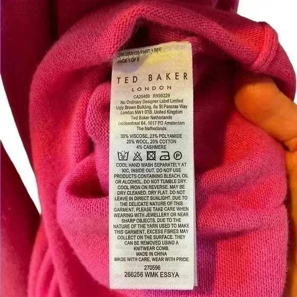 Ted Baker Women Essya Slouchy Tie Front Midi Knit Sweater Dress Pink - Picture 4 of 8